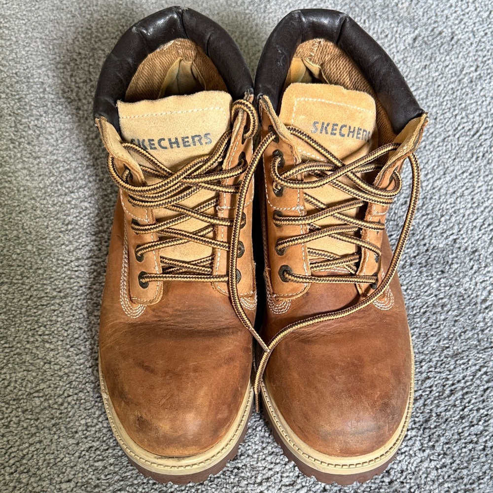 Skechers Verdict Waterproof Men's Tan & Brown Leather Work Boots. Size 11.